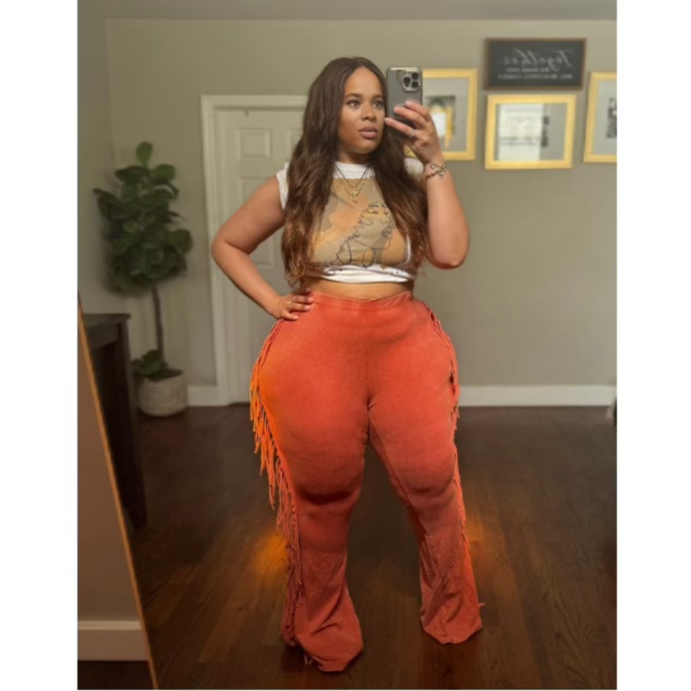 Fringe Detail Rust color Pants